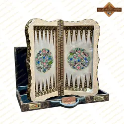 تخته نرد خاتم نقاشی برجسته گل و مرغ