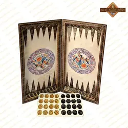 تخته نرد خاتم اصفهان نقاشی گل و مرغ جذاب