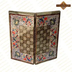 تخته نرد خاتم اصفهان نقاشی گل و مرغ جذاب