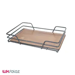 سینی پذیرایی عروس نوین مدل مستطیل کف چوب کوچک | لوکس فلز