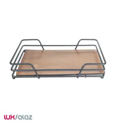 سینی پذیرایی عروس نوین مدل مستطیل کف چوب کوچک | لوکس فلز