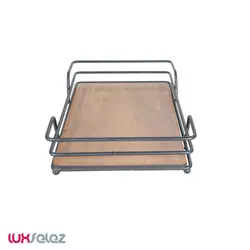 سینی پذیرایی عروس نوین مدل مستطیل کف چوب کوچک | لوکس فلز