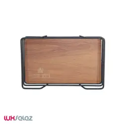 سینی پذیرایی عروس نوین مدل مستطیل کف چوب کوچک | لوکس فلز