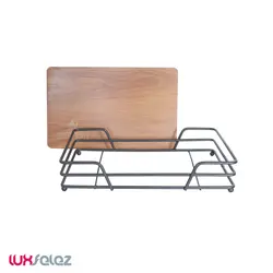 سینی پذیرایی عروس نوین مدل مستطیل کف چوب کوچک | لوکس فلز