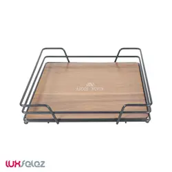 سینی پذیرایی عروس نوین مدل مربع کف چوب بزرگ | لوکس فلز