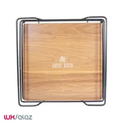 سینی پذیرایی عروس نوین مدل مربع کف چوب بزرگ | لوکس فلز