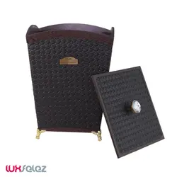 ست سطل و جعبه دستمال هایلو مدل سیلور چرمی | لوکس فلز