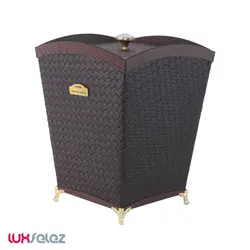 ست سطل و جعبه دستمال هایلو مدل سیلور چرمی | لوکس فلز