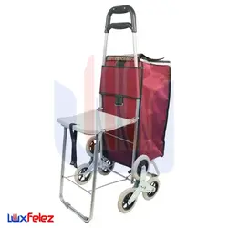 چرخ خرید ادریک مدل چند منظوره پله رو و صندلی دار | لوکس فلز