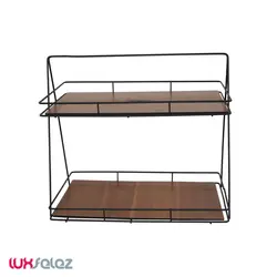 استند پرشیا مدل مستطیل دو طبقه کف چوب | لوکس فلز