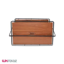 استند پرشیا مدل مستطیل دو طبقه کف چوب | لوکس فلز