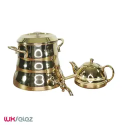 کتری و قوری نِزاز مدل 3033 استیل طلایی | لوکس فلز