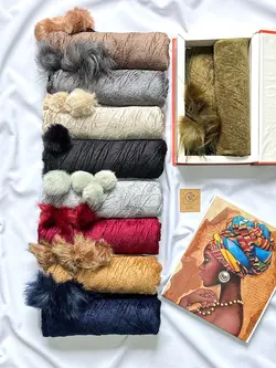 شال مخمل پوم پوم دار (3914) | مادام بلا | شال دخترانه | روسری دخترانه