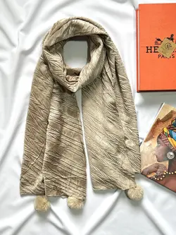 شال مخمل پوم پوم دار (3914) | مادام بلا | شال دخترانه | روسری دخترانه