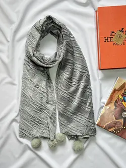 شال مخمل پوم پوم دار (3914) | مادام بلا | شال دخترانه | روسری دخترانه