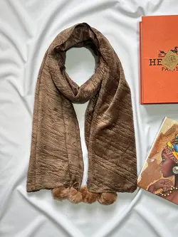 شال مخمل پوم پوم دار (3914) | مادام بلا | شال دخترانه | روسری دخترانه