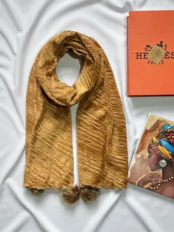 شال مخمل پوم پوم دار (3914) | مادام بلا | شال دخترانه | روسری دخترانه