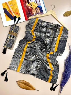 شال پاییزه نخی طرح زبرا (1155) | مادام بلا | شال دخترانه | روسری دخترانه