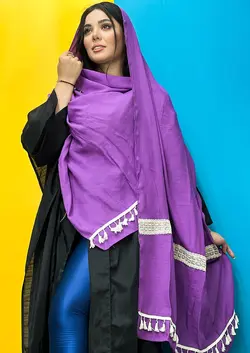 شال هندی خامه دوزی نواردار (1920) | مادام بلا | شال دخترانه | روسری دخترانه