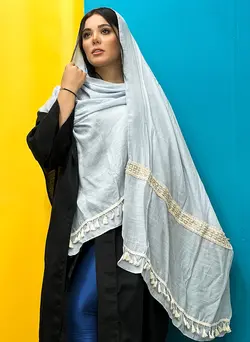 شال هندی خامه دوزی نواردار (1920) | مادام بلا | شال دخترانه | روسری دخترانه