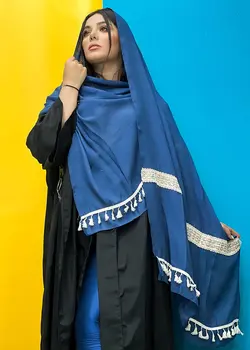 شال هندی خامه دوزی نواردار (1920) | مادام بلا | شال دخترانه | روسری دخترانه