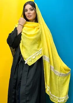 شال هندی خامه دوزی نواردار (1920) | مادام بلا | شال دخترانه | روسری دخترانه