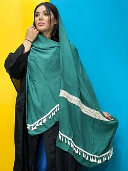 شال هندی خامه دوزی نواردار (1920) | مادام بلا | شال دخترانه | روسری دخترانه