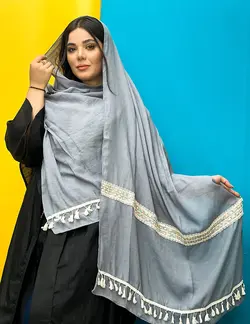 شال هندی خامه دوزی نواردار (1920) | مادام بلا | شال دخترانه | روسری دخترانه