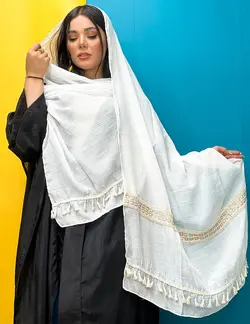 شال هندی خامه دوزی نواردار (1920) | مادام بلا | شال دخترانه | روسری دخترانه