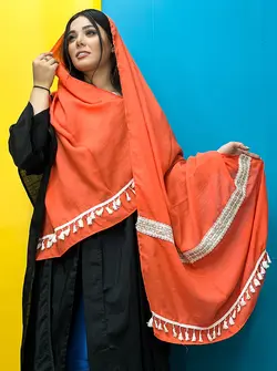 شال هندی خامه دوزی نواردار (1920) | مادام بلا | شال دخترانه | روسری دخترانه