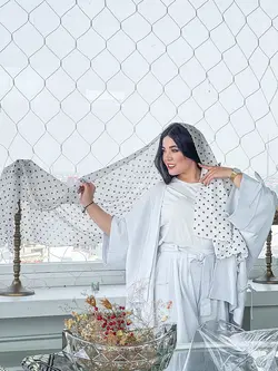 شال توپی مشکی سفید (2074) | مادام بلا | شال دخترانه | روسری دخترانه