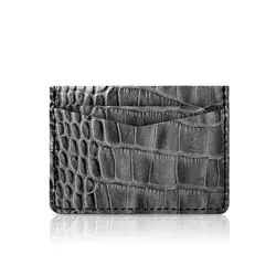 کیف کارتی چرمی خاکستری طرح کورکودیل
