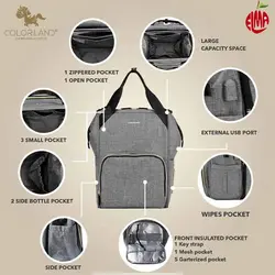 ساک لوازم نوزاد و جای خواب 2 کاره کالرلند Colorland