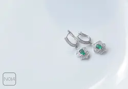 گوشواره نقره نگین سبز کد 151211