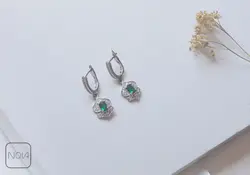 گوشواره نقره نگین سبز کد 151211