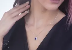 گردنبند نقره نگین آبی کد 251264