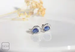 نیم ست نقره نگین آبی کد 651211