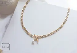 گردنبند استیل کارتیر قفل تی مروارید