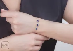 دستبند نقره نگین آبی کد 351226