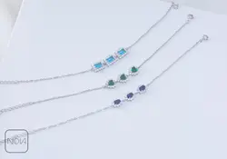 دستبند نقره نگین آبی کد 351226