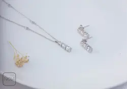 نیم ست نقره نگینی کد 651216