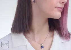 نیم ست نقره نگین آبی کد 651214