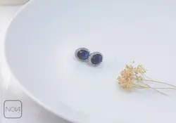 نیم ست نقره نگین آبی کد 651214