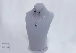 نیم ست نقره نگین آبی کد 651214