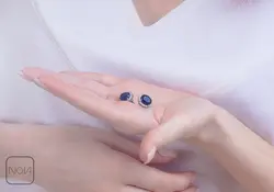 نیم ست نقره نگین آبی کد 651214