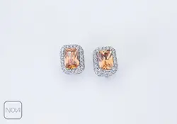 گوشواره نقره نگین زرد کد 151246