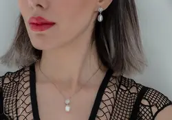 نیم ست نقره مروارید کد 651238