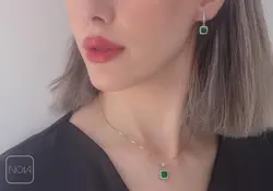 نیم ست نقره نگین سبز کد 651220