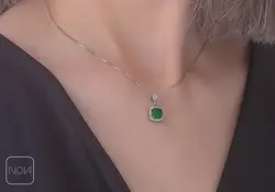نیم ست نقره نگین سبز کد 651220