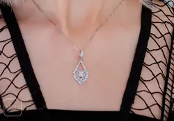 گردنبند نقره نگین اشکی کد 2512114